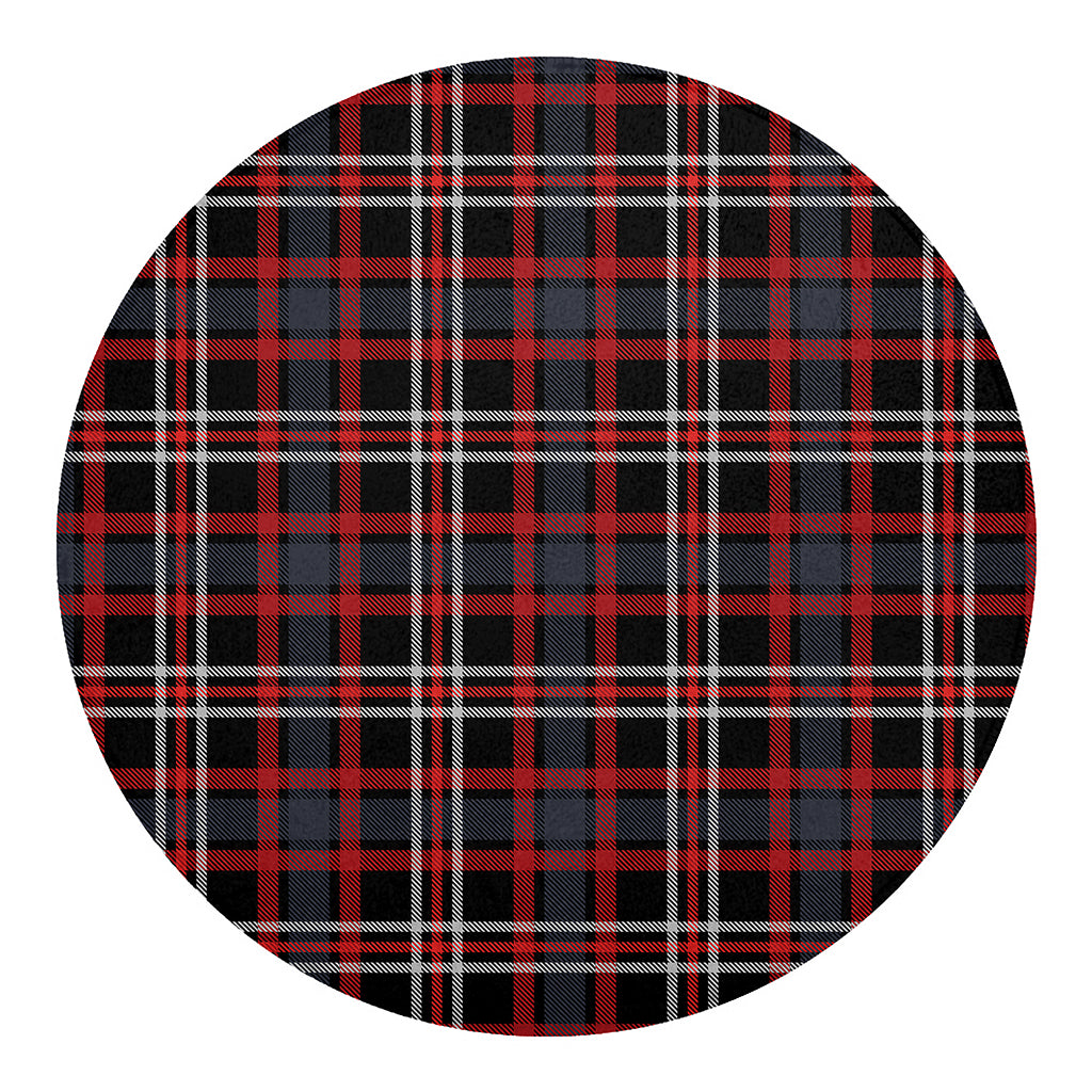 Grey Black And Red Scottish Plaid Print Round Blanket