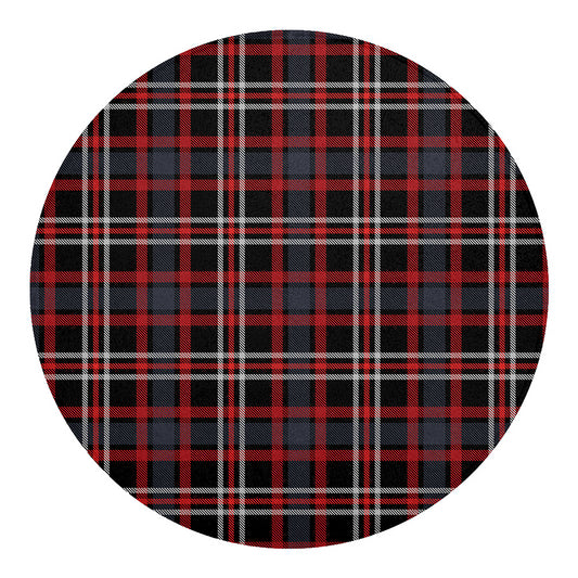 Grey Black And Red Scottish Plaid Print Round Blanket