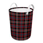 Grey Black And Red Scottish Plaid Print Round Laundry Basket