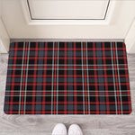 Grey Black And Red Scottish Plaid Print Rubber Doormat