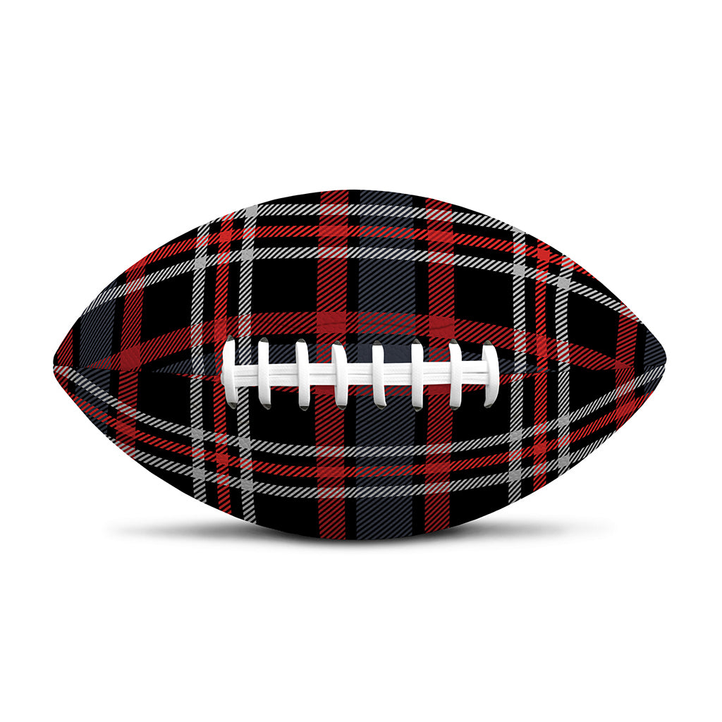 Grey Black And Red Scottish Plaid Print Rugby Ball
