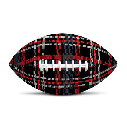 Grey Black And Red Scottish Plaid Print Rugby Ball