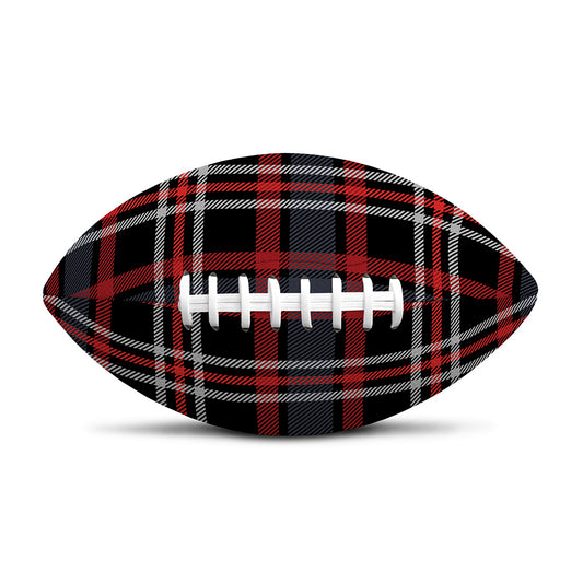 Grey Black And Red Scottish Plaid Print Rugby Ball