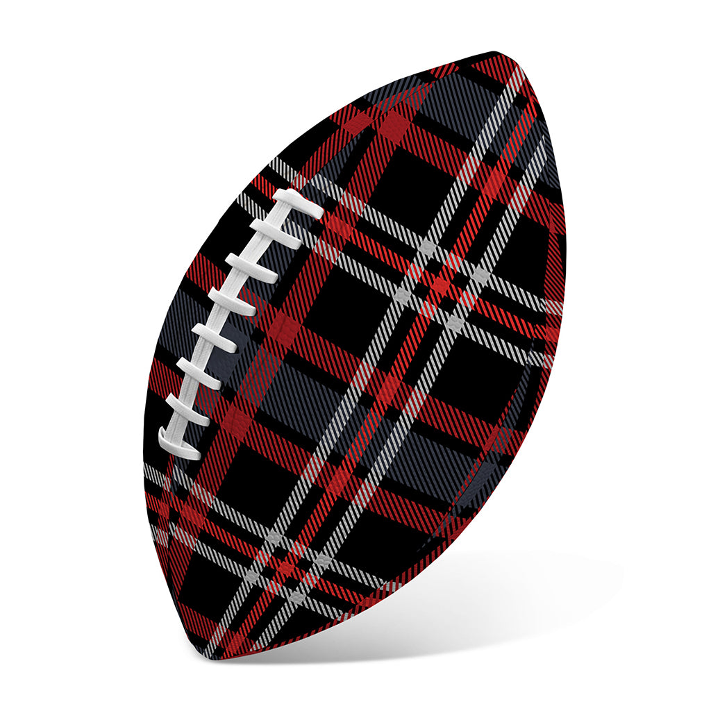 Grey Black And Red Scottish Plaid Print Rugby Ball