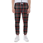Grey Black And Red Scottish Plaid Print Scuba Joggers