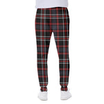 Grey Black And Red Scottish Plaid Print Scuba Joggers