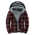 Grey Black And Red Scottish Plaid Print Sherpa Lined Zip Up Hoodie