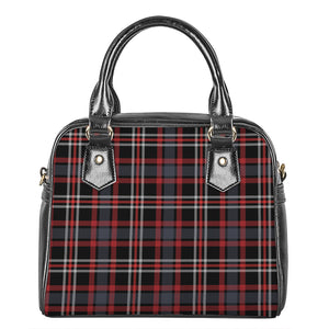 Grey Black And Red Scottish Plaid Print Shoulder Handbag