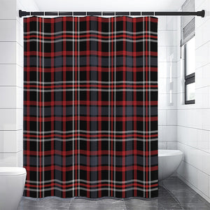 Grey Black And Red Scottish Plaid Print Shower Curtain