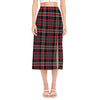 Grey Black And Red Scottish Plaid Print Side Slit Midi Skirt