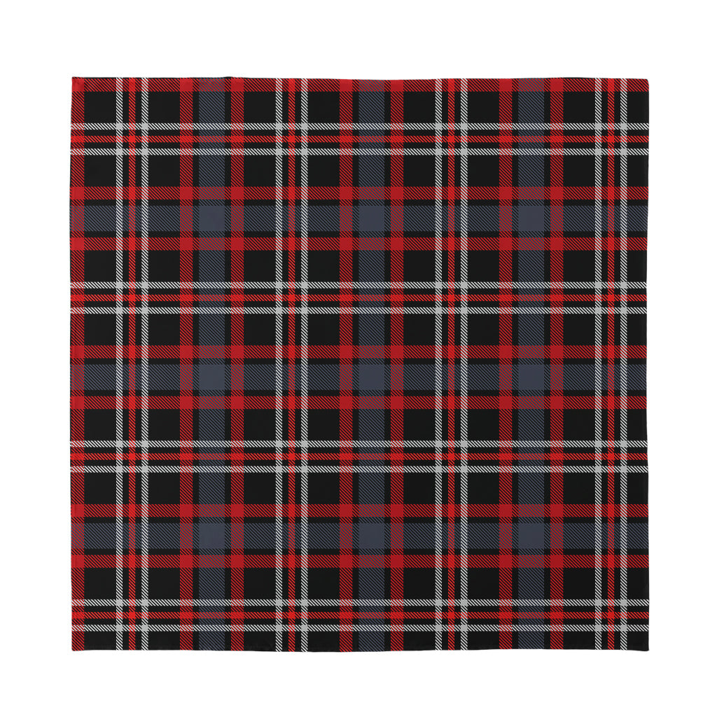 Grey Black And Red Scottish Plaid Print Silk Bandana