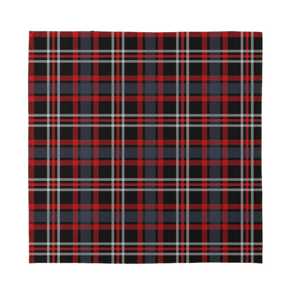 Grey Black And Red Scottish Plaid Print Silk Bandana