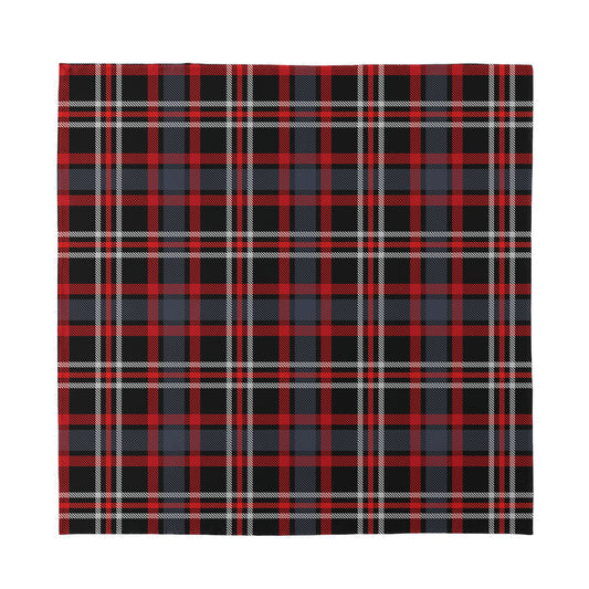Grey Black And Red Scottish Plaid Print Silk Bandana