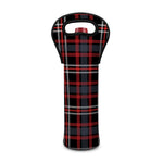 Grey Black And Red Scottish Plaid Print Single Neoprene Wine Tote