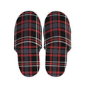 Grey Black And Red Scottish Plaid Print Slippers