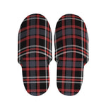 Grey Black And Red Scottish Plaid Print Slippers