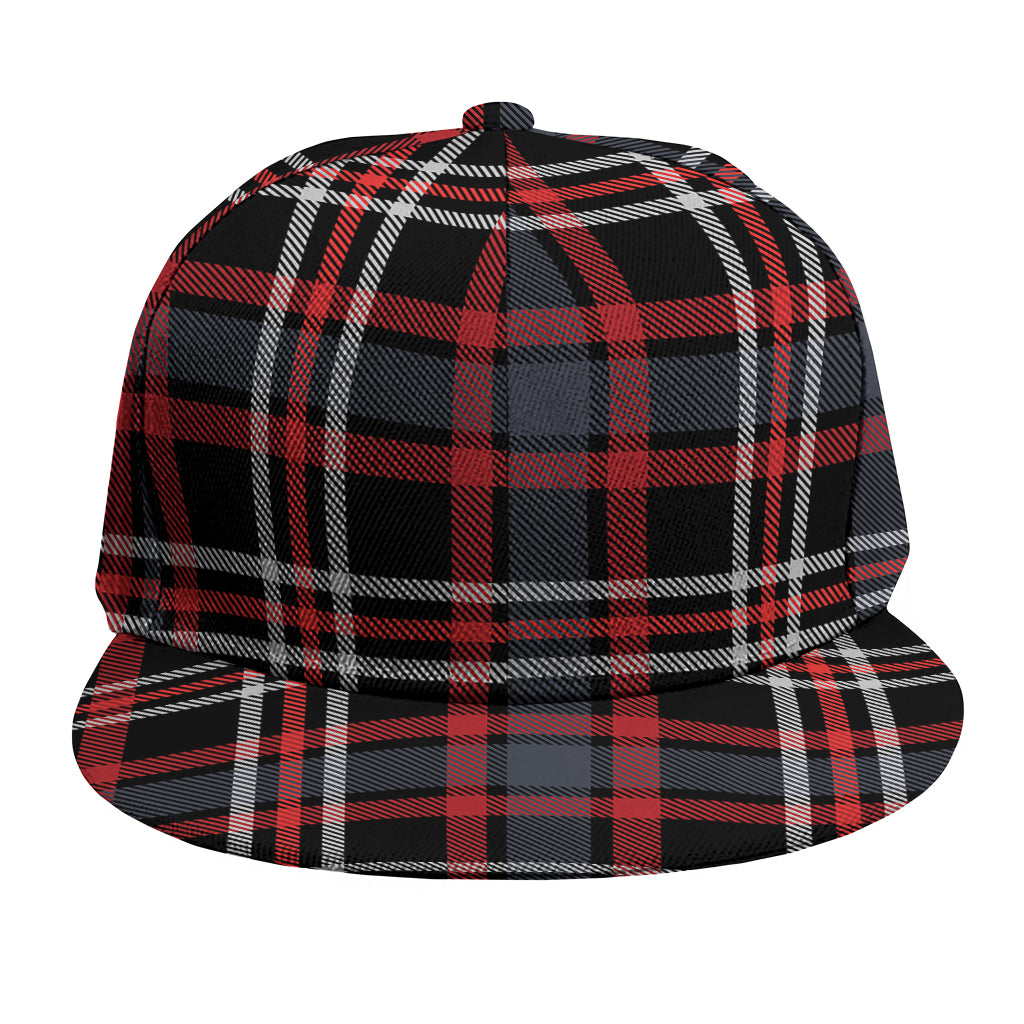 Grey Black And Red Scottish Plaid Print Snapback Cap