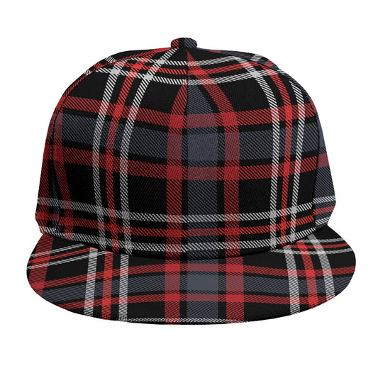 Grey Black And Red Scottish Plaid Print Snapback Cap