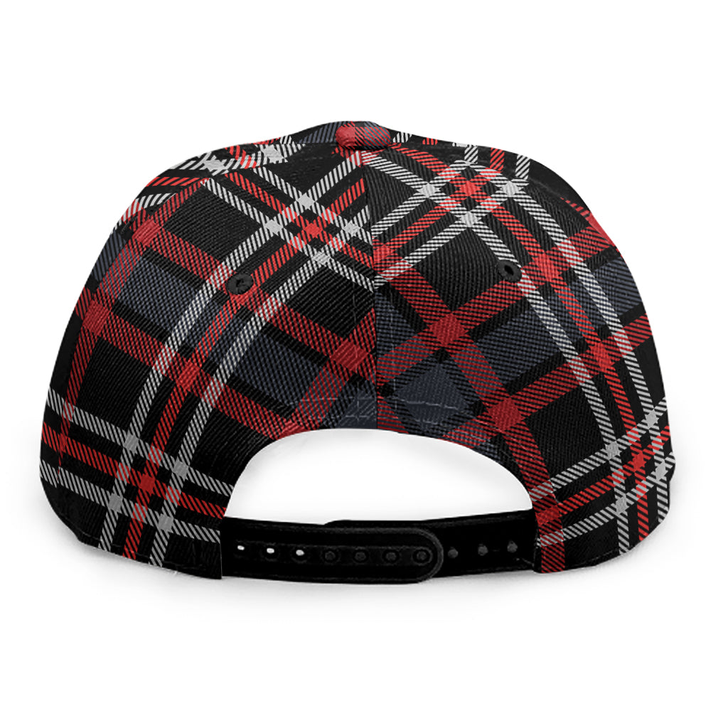 Grey Black And Red Scottish Plaid Print Snapback Cap