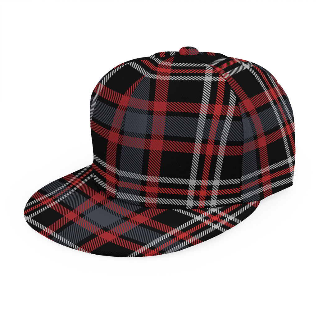 Grey Black And Red Scottish Plaid Print Snapback Cap