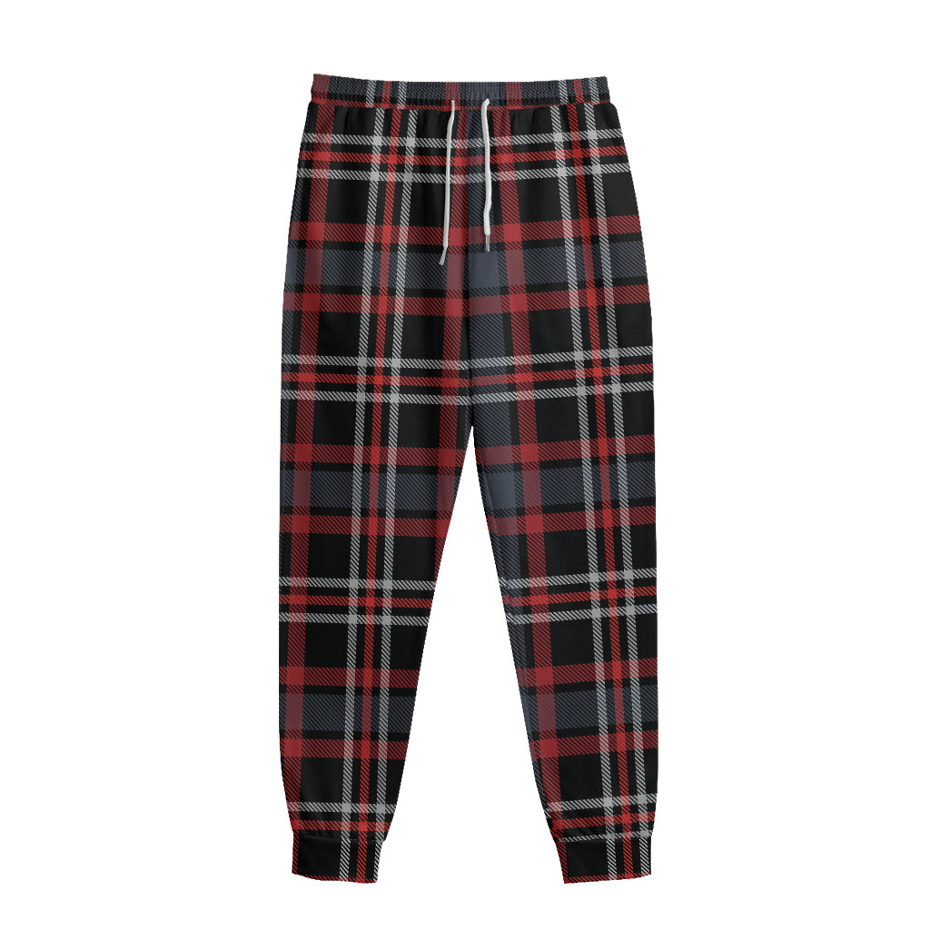 Grey Black And Red Scottish Plaid Print Sweatpants