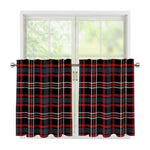 Grey Black And Red Scottish Plaid Print Tier Curtains