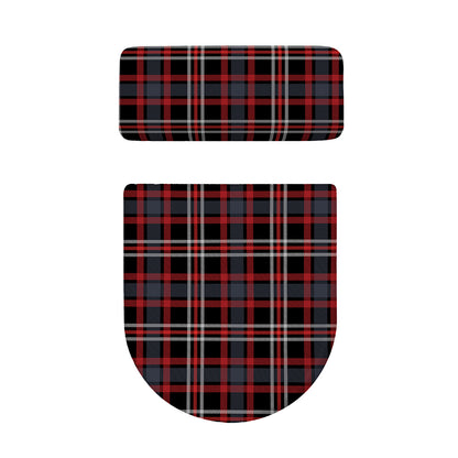 Grey Black And Red Scottish Plaid Print Toilet Lid And Tank Cover Set