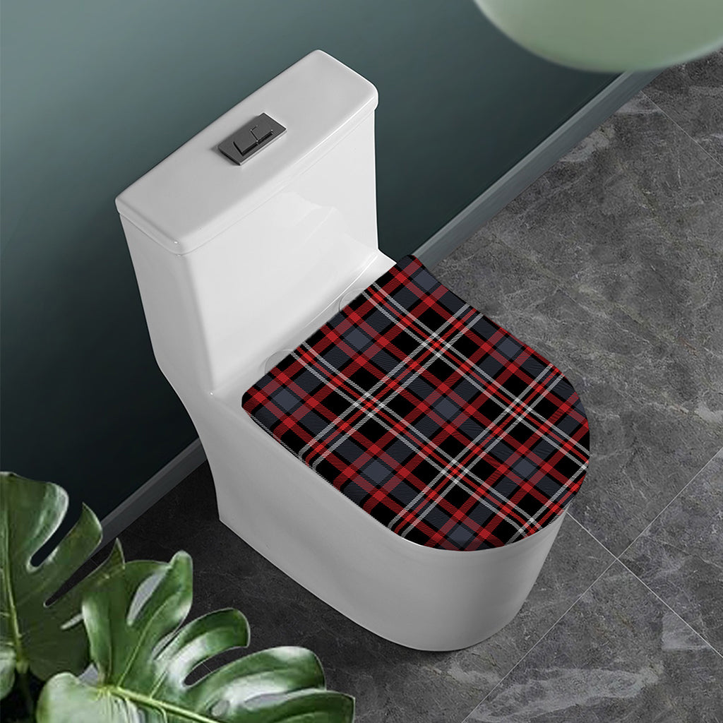 Grey Black And Red Scottish Plaid Print Toilet Lid Cover
