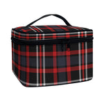 Grey Black And Red Scottish Plaid Print Travel Makeup Bag
