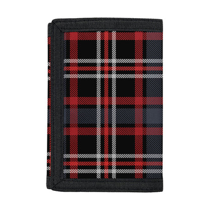Grey Black And Red Scottish Plaid Print Trifold Wallet
