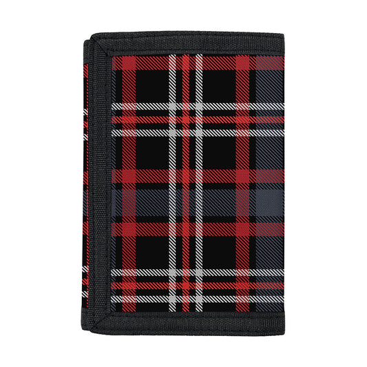 Grey Black And Red Scottish Plaid Print Trifold Wallet