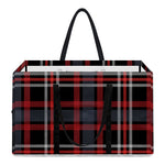 Grey Black And Red Scottish Plaid Print Utility Tote Bag