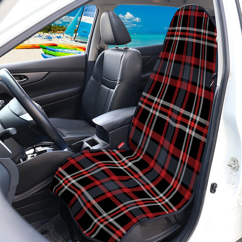 Grey Black And Red Scottish Plaid Print Waterproof Car Seat Cover