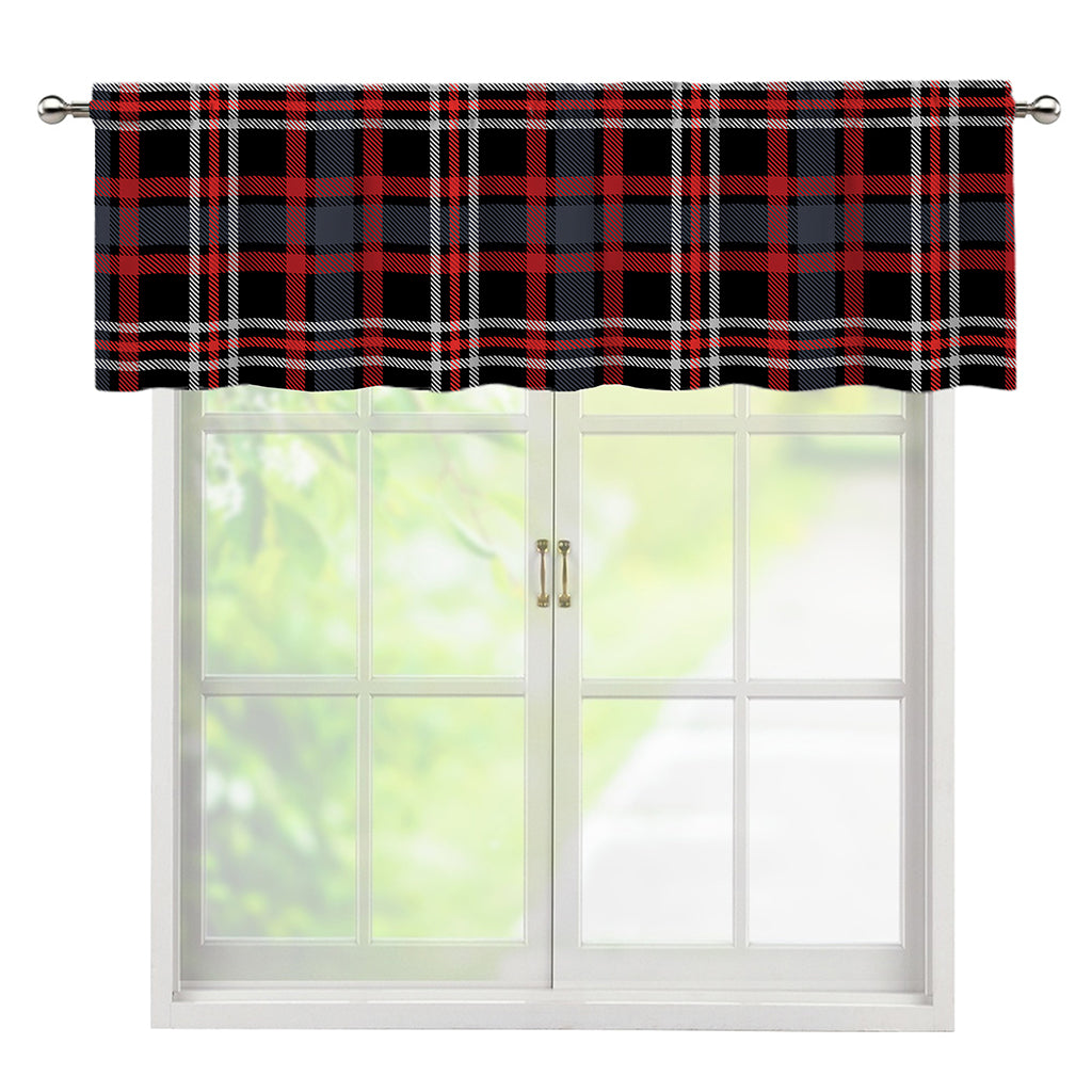 Grey Black And Red Scottish Plaid Print Window Valance