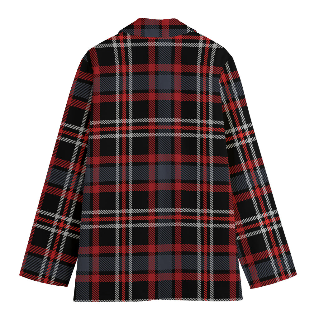 Grey Black And Red Scottish Plaid Print Women's Blazer