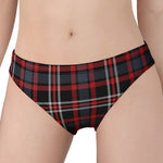 Grey Black And Red Scottish Plaid Print Women's Panties