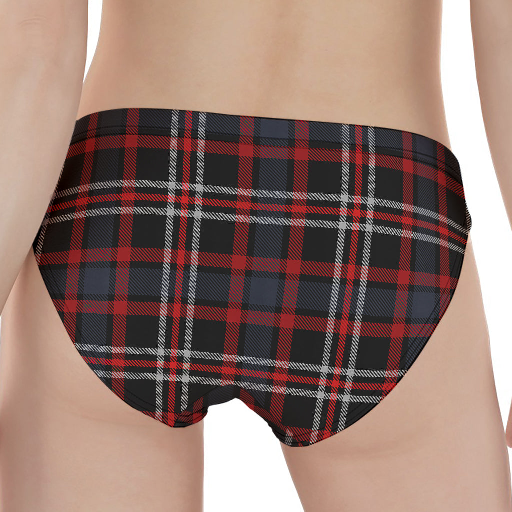 Grey Black And Red Scottish Plaid Print Women's Panties