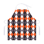 Grey Black Orange And White Argyle Print Adjustable Apron