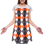 Grey Black Orange And White Argyle Print Adjustable Apron