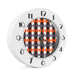 Grey Black Orange And White Argyle Print Alarm Clock