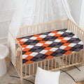 Grey Black Orange And White Argyle Print Baby Crib Sheet