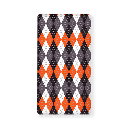 Grey Black Orange And White Argyle Print Baby Crib Sheet