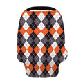 Grey Black Orange And White Argyle Print Baby Seat Cover