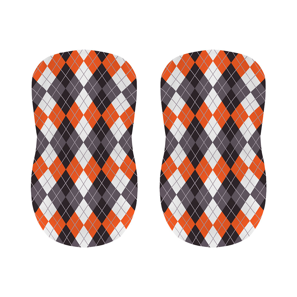 Grey Black Orange And White Argyle Print Bar Stool Covers