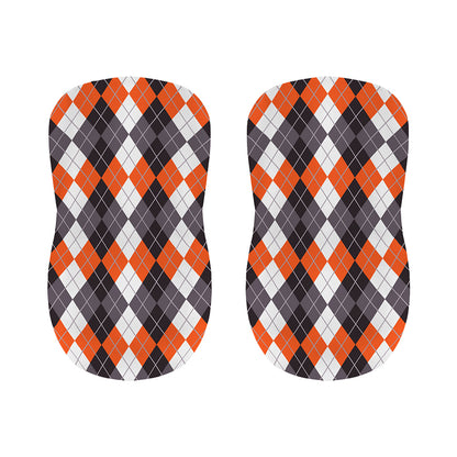 Grey Black Orange And White Argyle Print Bar Stool Covers