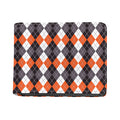 Grey Black Orange And White Argyle Print Bifold Wallet