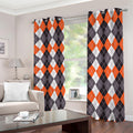 Grey Black Orange And White Argyle Print Dimout Grommet Curtains