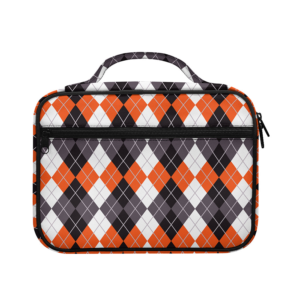 Grey Black Orange And White Argyle Print Briefcase Bible Bag