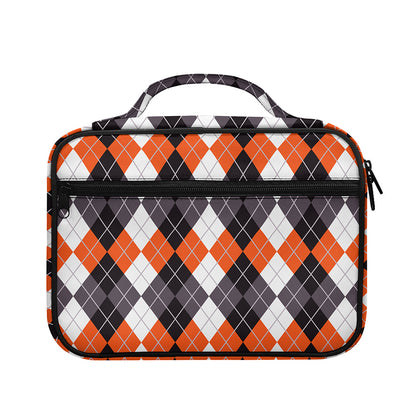 Grey Black Orange And White Argyle Print Briefcase Bible Bag