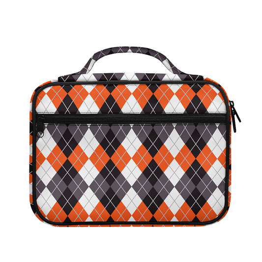 Grey Black Orange And White Argyle Print Briefcase Bible Bag